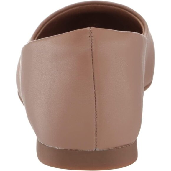 Womens Brown Faux Leather Closed Pointed-Toe Low Heel Slip On Ballet Flat Shoes - Picture 4 of 9